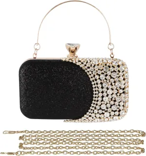 Womens Rhinestone Evening Bag Crystal Clutch Bag Sparkly Sequin Glitter Handbag Banquet Bag Bridal Wedding Purse