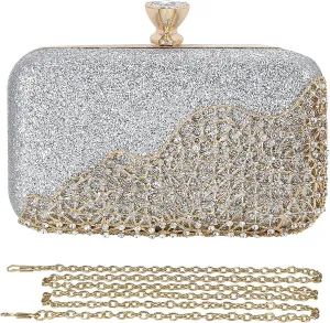 Womens Rhinestone Evening Bags Crystal Clutch Bag Sparkly Sequin Glitter Handbag Crossbody Bag