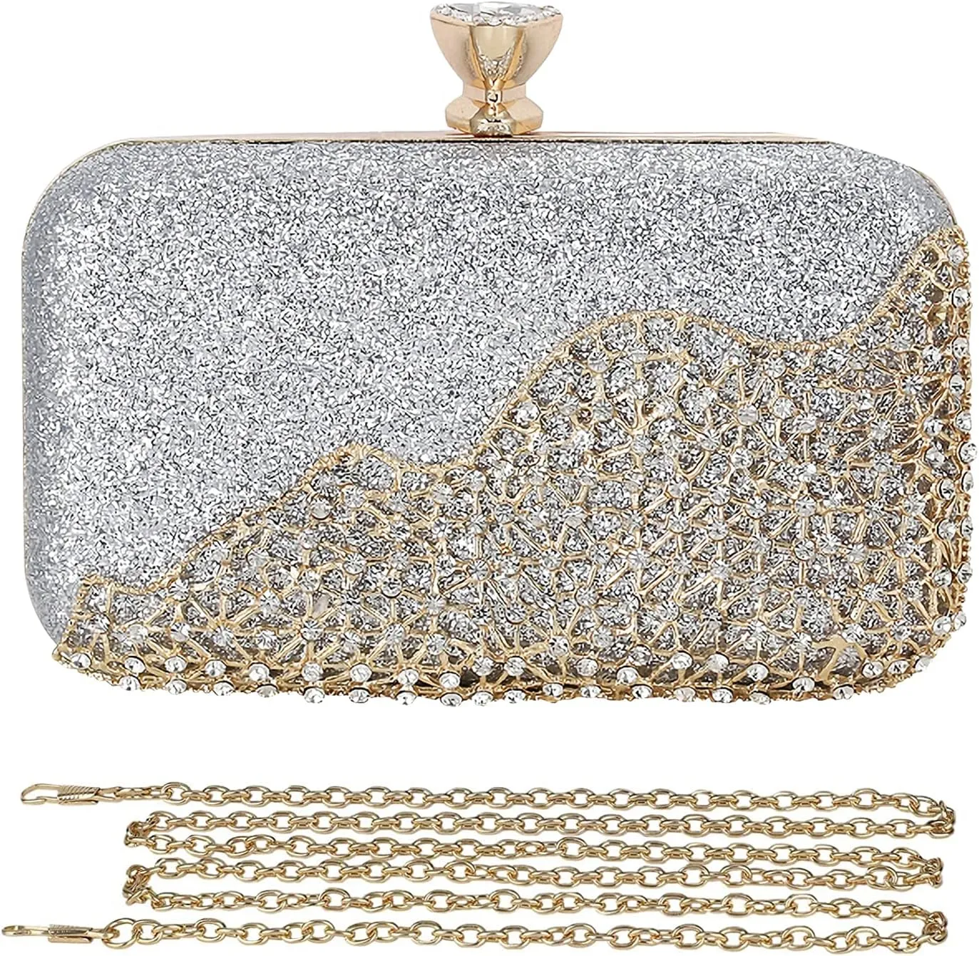 Womens Rhinestone Evening Bags Crystal Clutch Bag Sparkly Sequin Glitter Handbag Crossbody Bag