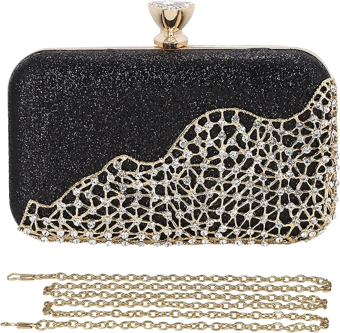 Womens Rhinestone Evening Bags Crystal Clutch Bag Sparkly Sequin Glitter Handbag Crossbody Bag
