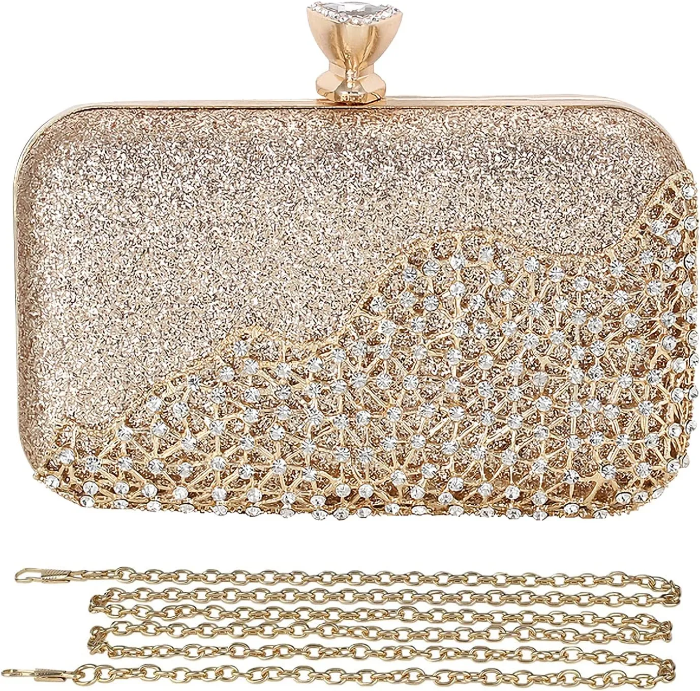Womens Rhinestone Evening Bags Crystal Clutch Bag Sparkly Sequin Glitter Handbag Crossbody Bag