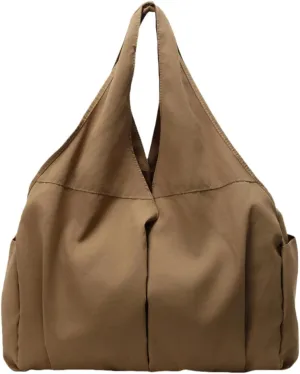 Women's Solid Color Drape Handbag Nylon Shoulder Bag Large Capacity Underarm Bags for Shopping Travel and Sports