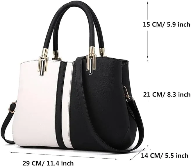 Women's Stylish Contrasting Handbag Large Capacity Commuter Shoulder Crossbody Bag Fashion Top Handle Satchel