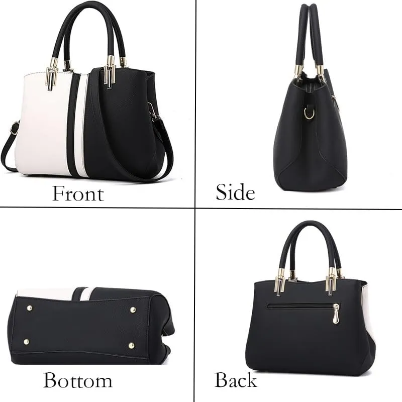 Women's Stylish Contrasting Handbag Large Capacity Commuter Shoulder Crossbody Bag Fashion Top Handle Satchel