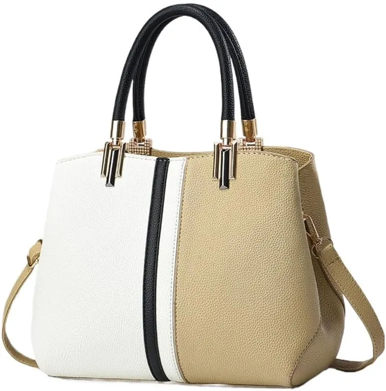 Women's Stylish Contrasting Handbag Large Capacity Commuter Shoulder Crossbody Bag Fashion Top Handle Satchel