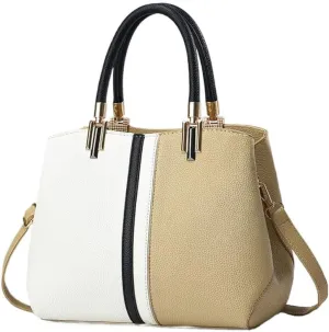 Women's Stylish Contrasting Handbag Large Capacity Commuter Shoulder Crossbody Bag Fashion Top Handle Satchel
