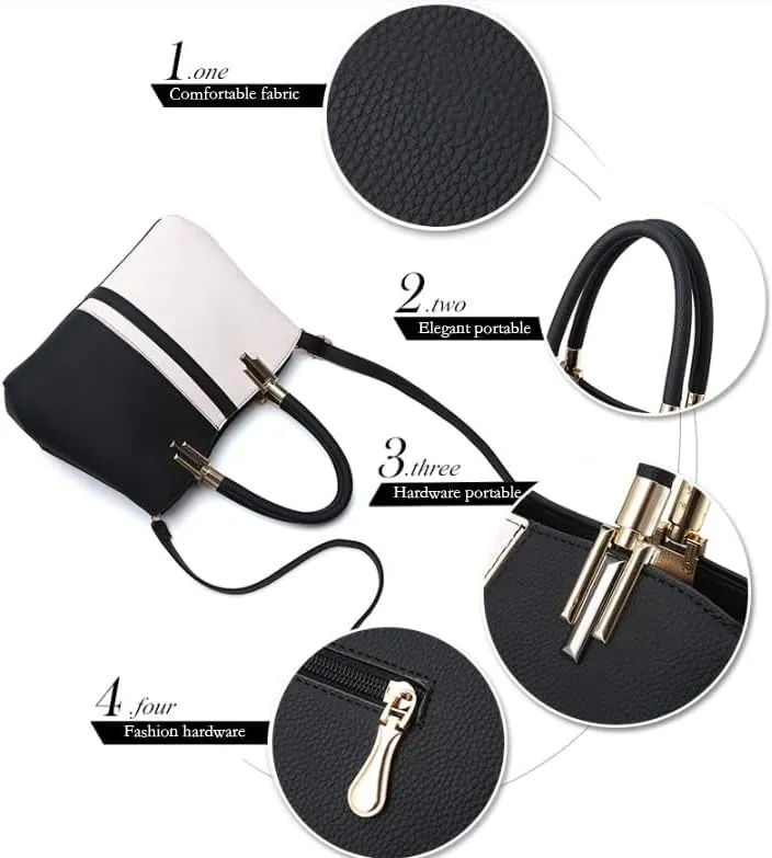 Women's Stylish Contrasting Handbag Large Capacity Commuter Shoulder Crossbody Bag Fashion Top Handle Satchel