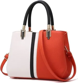 Women's Stylish Contrasting Handbag Large Capacity Commuter Shoulder Crossbody Bag Fashion Top Handle Satchel