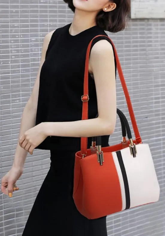 Women's Stylish Contrasting Handbag Large Capacity Commuter Shoulder Crossbody Bag Fashion Top Handle Satchel
