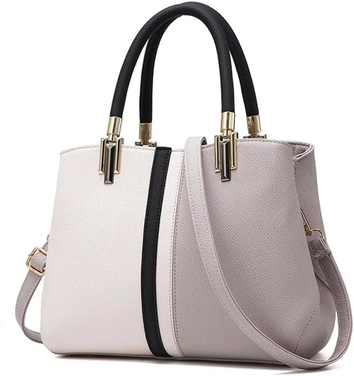 Women's Stylish Contrasting Handbag Large Capacity Commuter Shoulder Crossbody Bag Fashion Top Handle Satchel