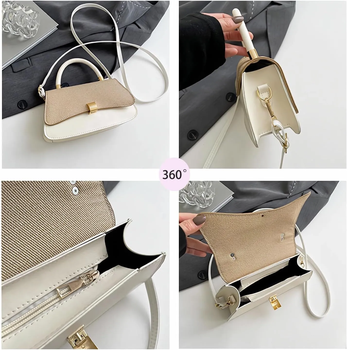Women’s Stylish Two-Tone Handbag Purse – Chic Crossbody Bag for Daily Fashion & Versatile Use