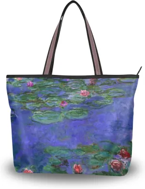 Women's Tote Shoulder Bag Claude Monet Water Lilies Top Handle Bag Handbag