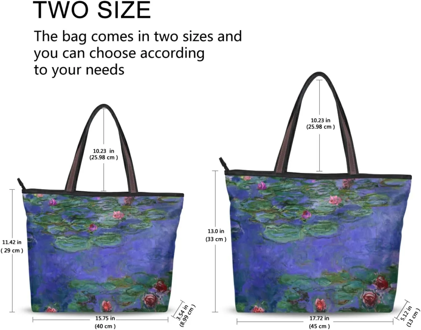 Women's Tote Shoulder Bag Claude Monet Water Lilies Top Handle Bag Handbag