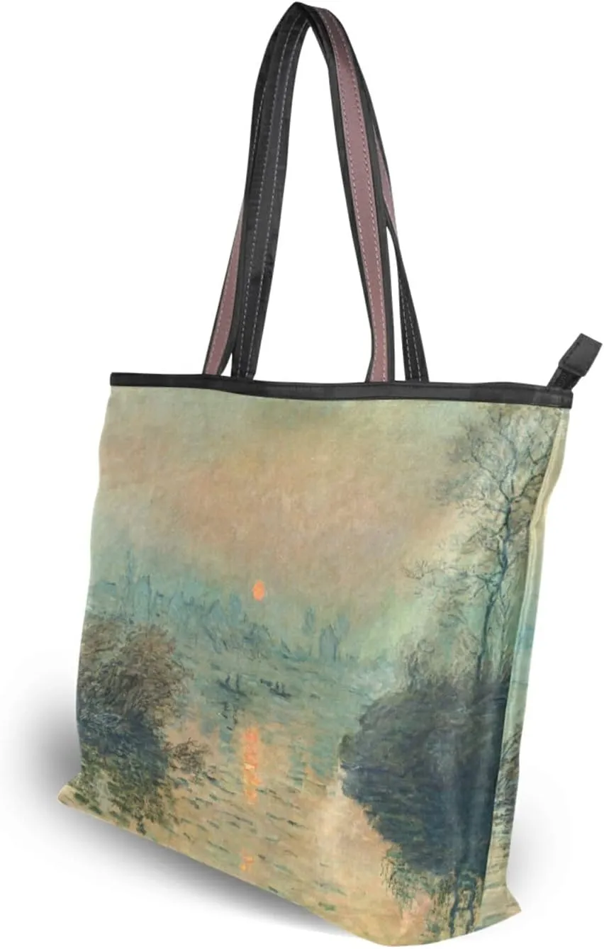 Women's Tote Shoulder Bag Monet Sailboat Sea Top Handle Bag Handbag