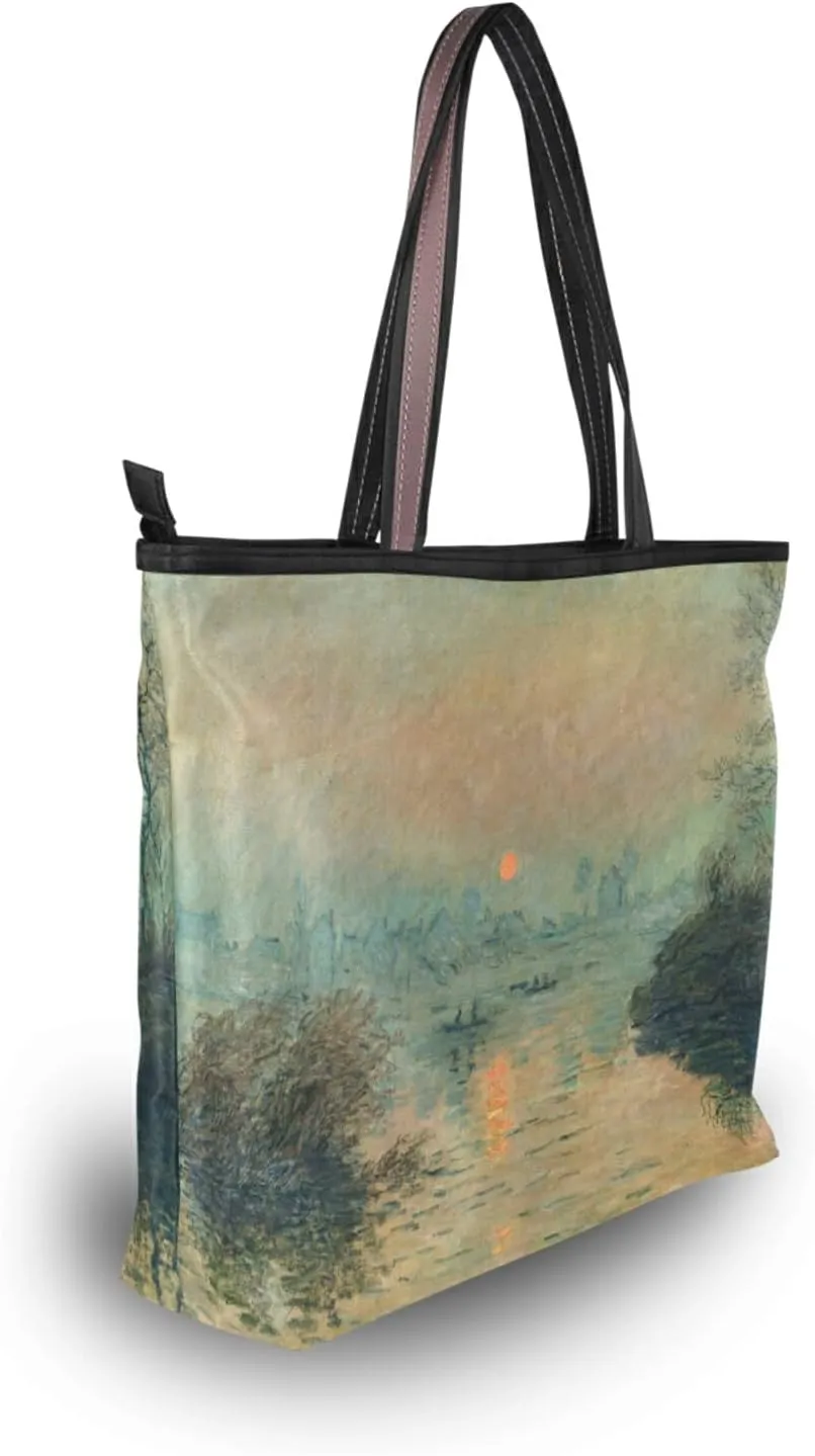 Women's Tote Shoulder Bag Monet Sailboat Sea Top Handle Bag Handbag