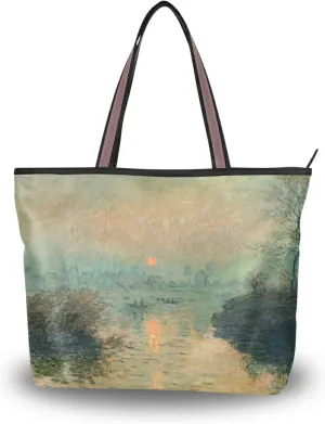Women's Tote Shoulder Bag Monet Sailboat Sea Top Handle Bag Handbag