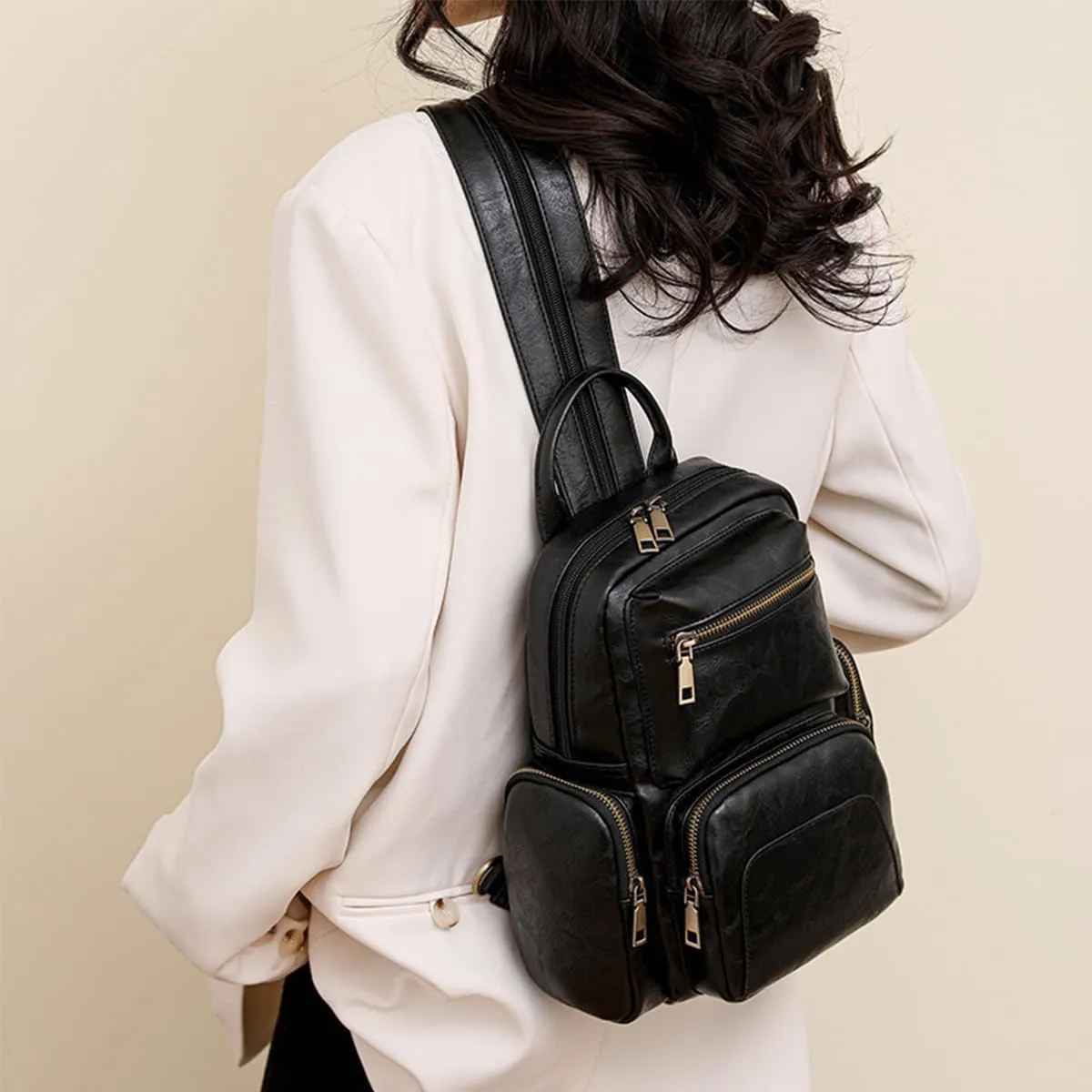 Women's Travel Backpack Pu Leather Retro Fashion Multi-Purpose Design Shoulder Bag Daily Commuter Travel Backpacks