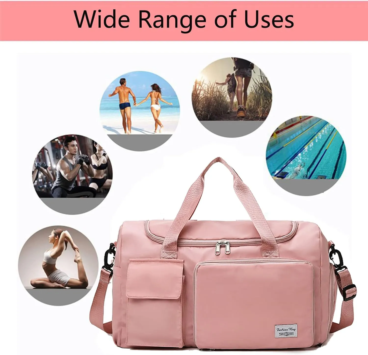 Womens Travel Bag Duffel Bag, Lightweight Double Shoulder Strap&Capacity Sports Tote Gym Bag,Weekender Overnight Bag with Wet Pocket for Women (Green)