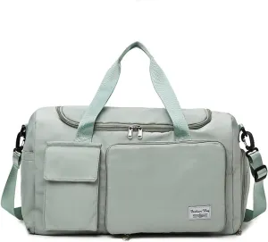 Womens Travel Bag Duffel Bag, Lightweight Double Shoulder Strap&Capacity Sports Tote Gym Bag,Weekender Overnight Bag with Wet Pocket for Women (Green)