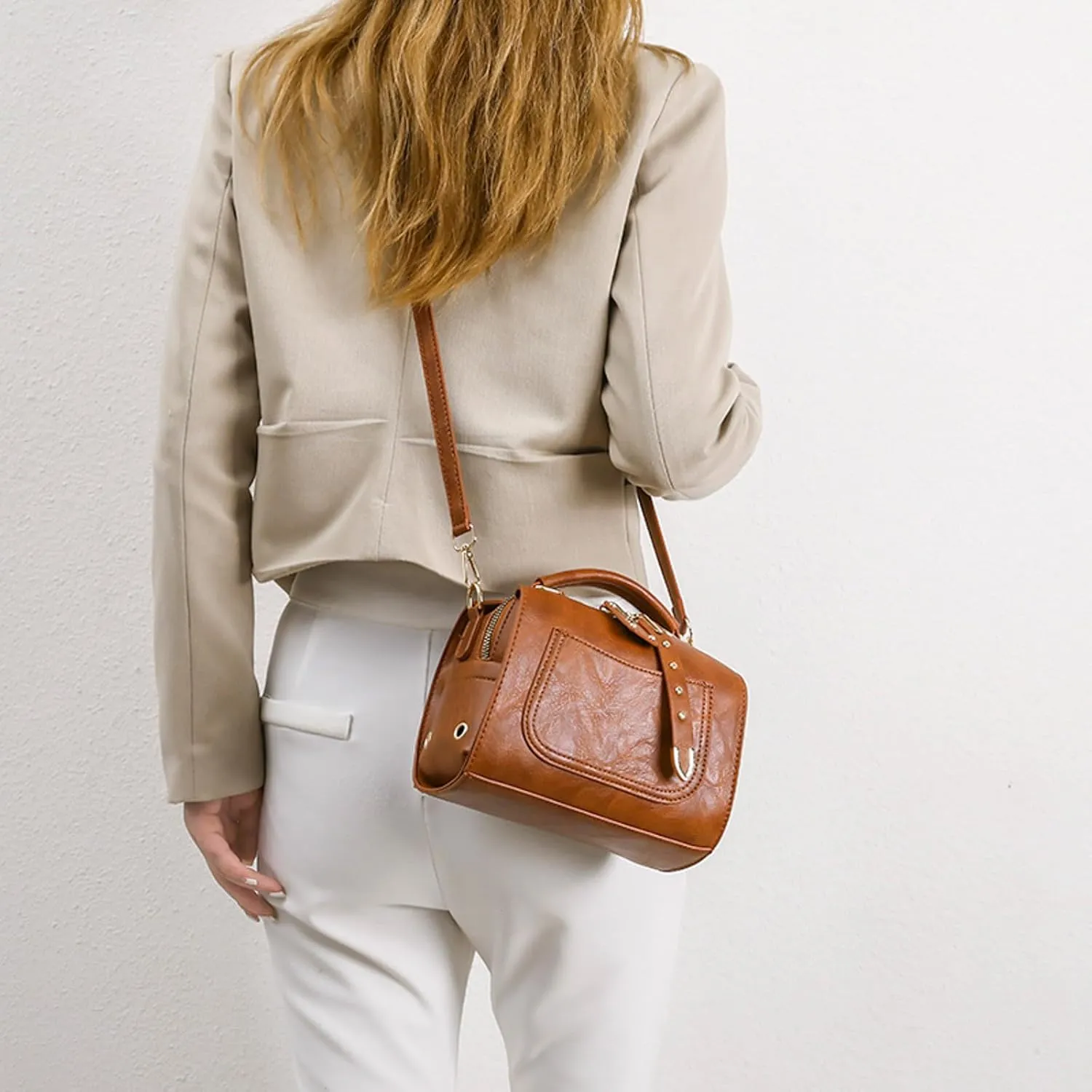Women's Trendy Purses Vegan Leather Hobo Handbags Shoulder Bags Top Handle Satchel Purses Fashion Beach Bag(Brown)