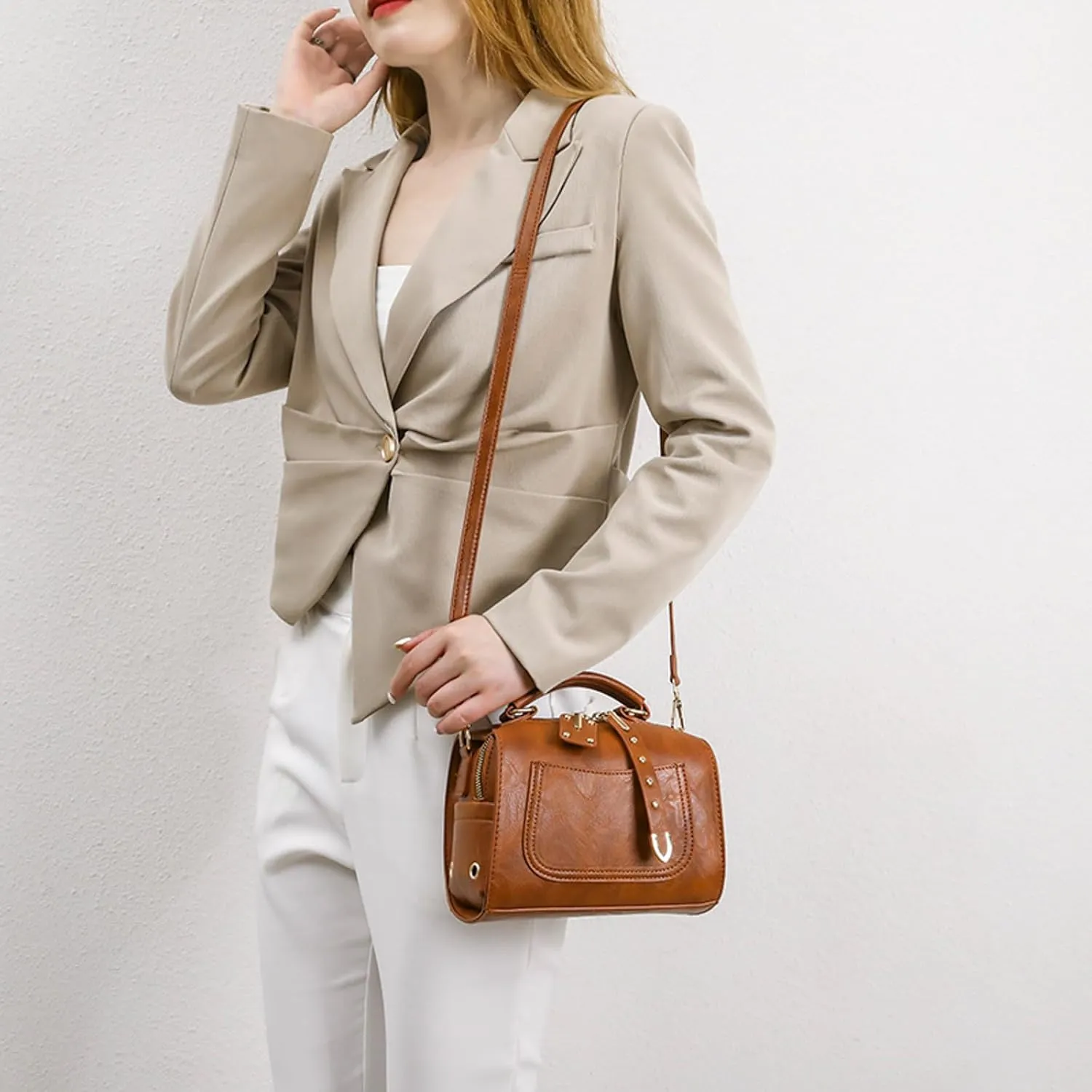 Women's Trendy Purses Vegan Leather Hobo Handbags Shoulder Bags Top Handle Satchel Purses Fashion Beach Bag(Brown)