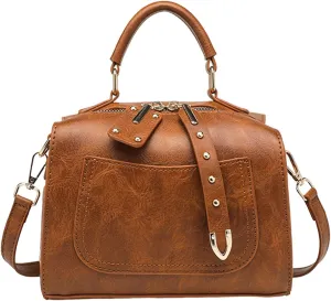Women's Trendy Purses Vegan Leather Hobo Handbags Shoulder Bags Top Handle Satchel Purses Fashion Beach Bag(Brown)