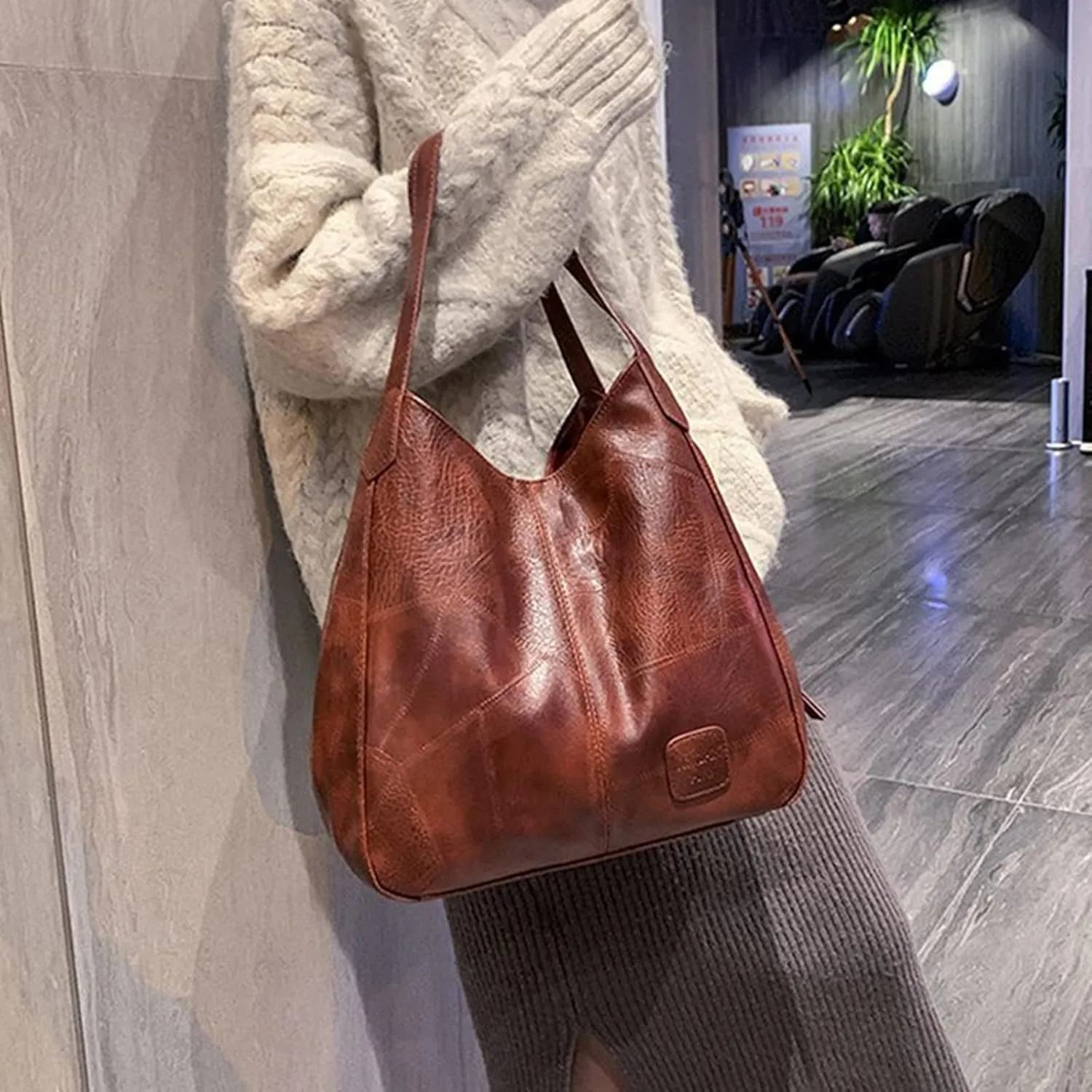 Women's Trendy Tote Bags Designer Satchel Handbags Top-Handle Purses with Strap Versatile Travel Purse(Brown)