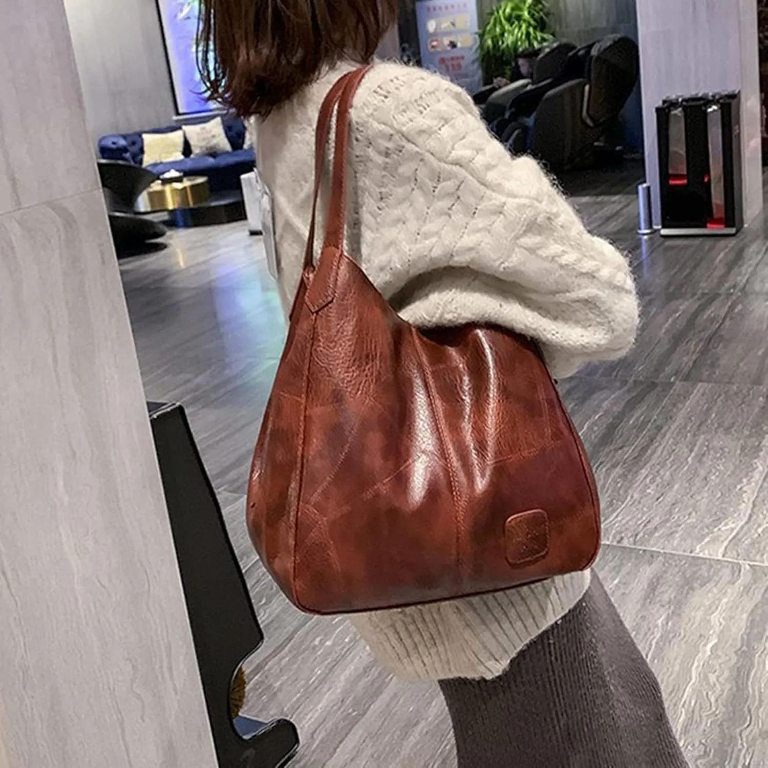 Women's Trendy Tote Bags Designer Satchel Handbags Top-Handle Purses with Strap Versatile Travel Purse(Brown)