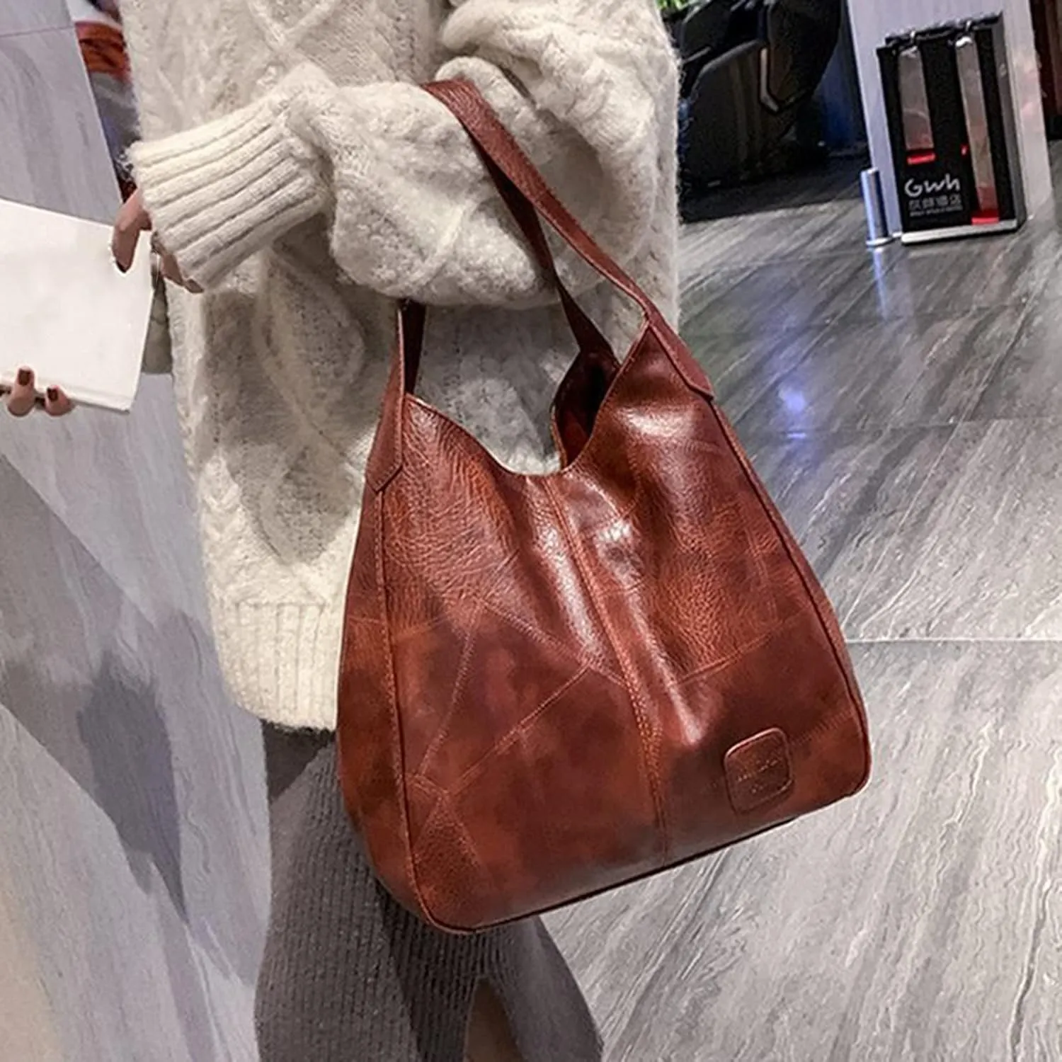 Women's Trendy Tote Bags Designer Satchel Handbags Top-Handle Purses with Strap Versatile Travel Purse(Brown)