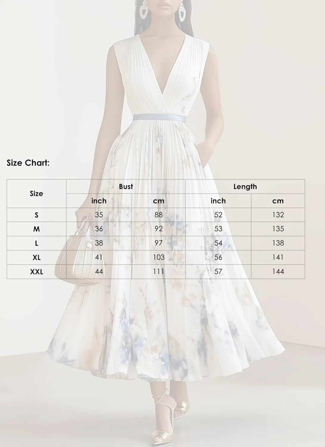 Womens V Neck Pleated Maxi Dresses for Wedding Guest High Waist Sleeveless Floral Casual A Line Flowy White Long Dress