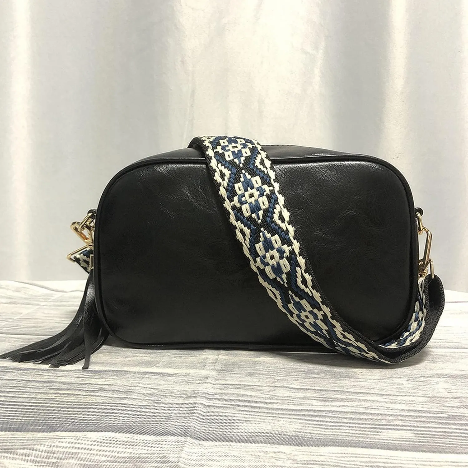 Women's Waterproof Leather Crossbody Purses Chest Bags Sling Purses for Travel Shopping Sports Backpack(Black)