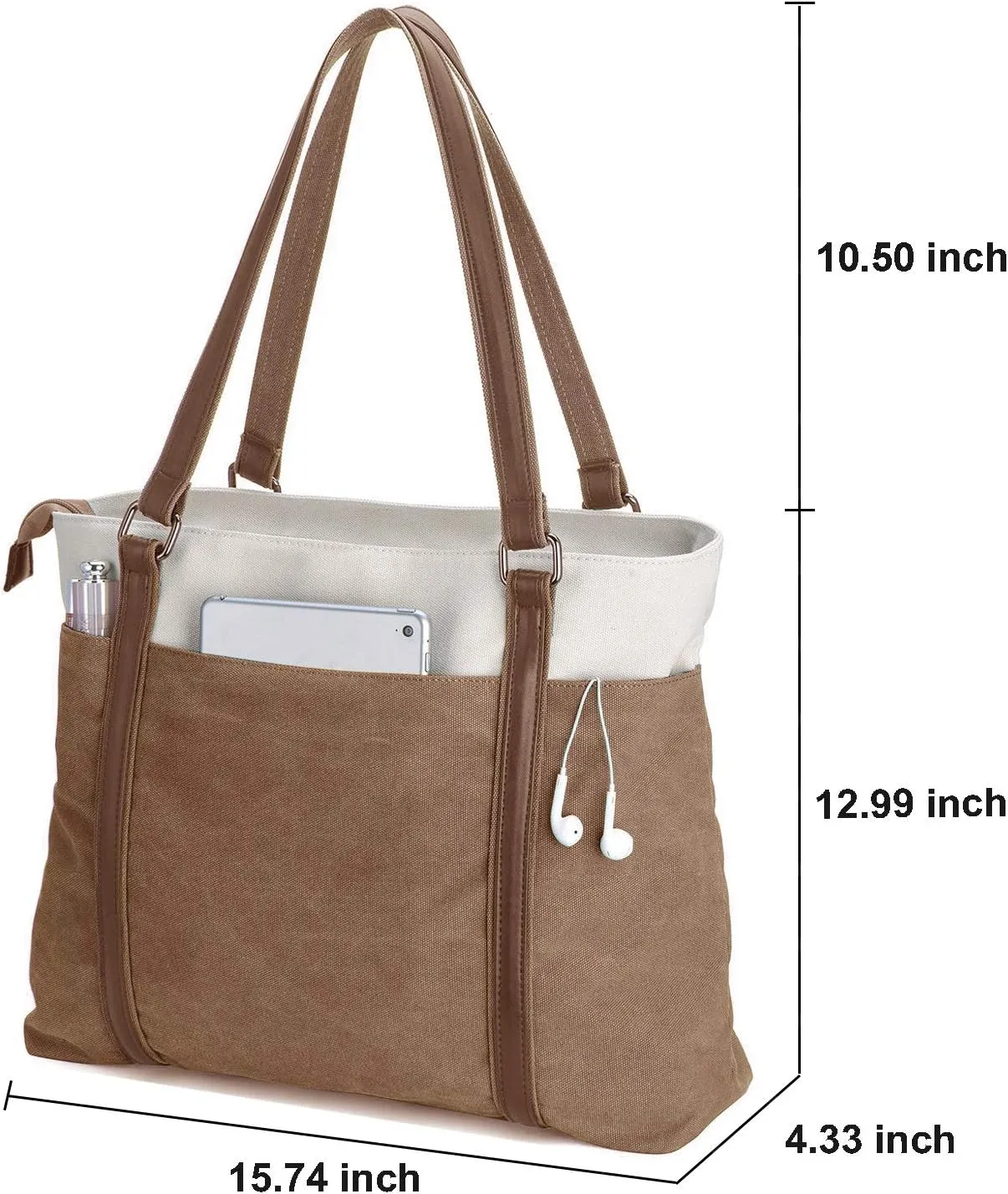Women's Work Bag with Laptop Compartment Zipper Pockets Teacher Totes Purse