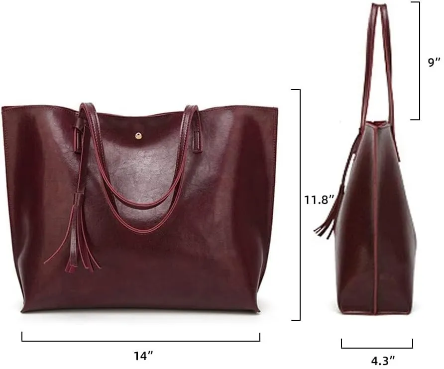 Work Handbag with Tassel Women’s Tote Roomy Shoulder Purse Retro Commuter