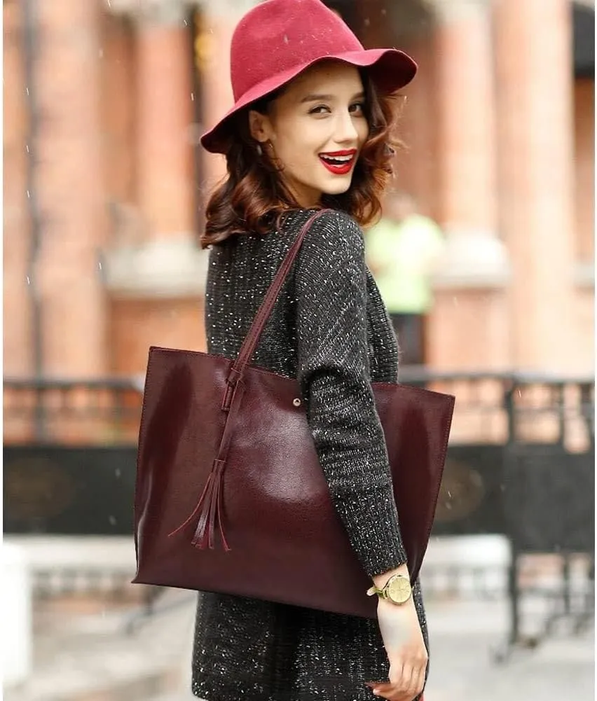 Work Handbag with Tassel Women’s Tote Roomy Shoulder Purse Retro Commuter