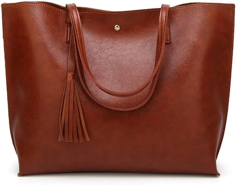 Work Handbag with Tassel Women’s Tote Roomy Shoulder Purse Retro Commuter