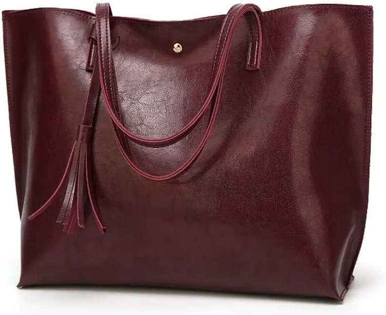 Work Handbag with Tassel Women’s Tote Roomy Shoulder Purse Retro Commuter