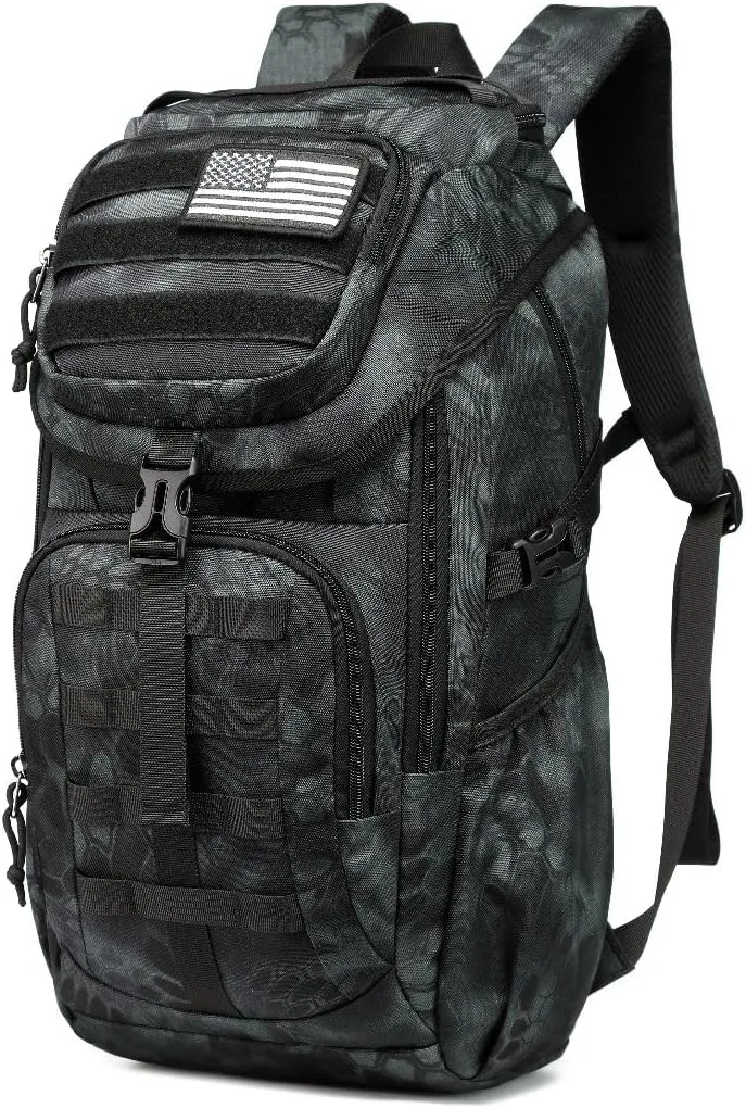Wotony Tactical Assault Pack Backpack Molle Military Backpack Outdoor Hiking Camping Rucksack Waterproof backpack for men (Python Black-e, 25L)