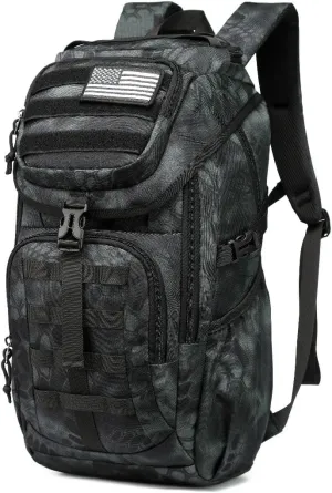 Wotony Tactical Assault Pack Backpack Molle Military Backpack Outdoor Hiking Camping Rucksack Waterproof backpack for men (Python Black-e, 25L)