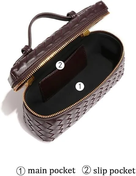 Woven Crossbody Bags For Women Handmade Leather Clutch Purse Fashion Shoulder Bag Square Box