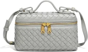Woven Crossbody Bags For Women Handmade Leather Clutch Purse Fashion Shoulder Bag Square Box