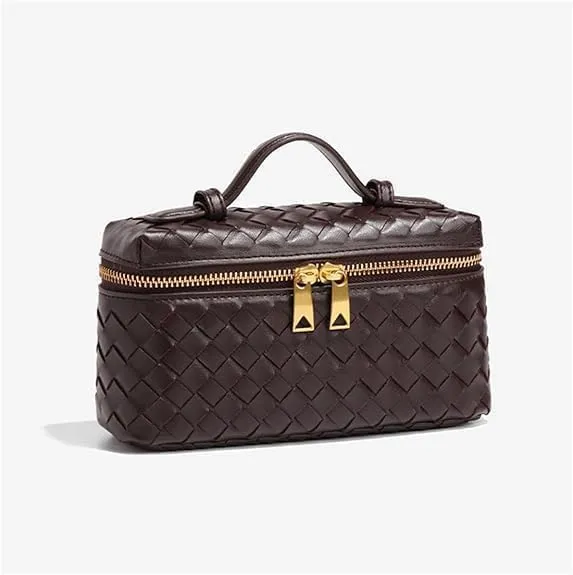 Woven Crossbody Bags For Women Handmade Leather Clutch Purse Fashion Shoulder Bag Square Box