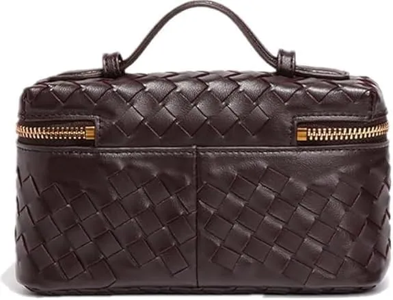 Woven Crossbody Bags For Women Handmade Leather Clutch Purse Fashion Shoulder Bag Square Box