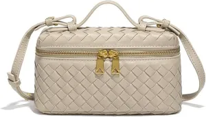 Woven Crossbody Bags For Women Handmade Leather Clutch Purse Fashion Shoulder Bag Square Box