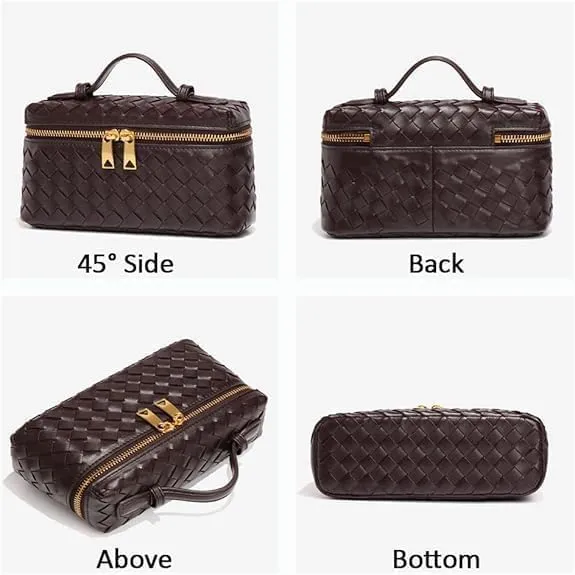 Woven Crossbody Bags For Women Handmade Leather Clutch Purse Fashion Shoulder Bag Square Box
