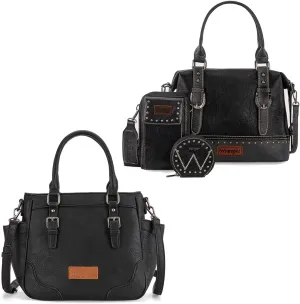 Wrangler 4Pcs Doctor Bag Set for Women, Top Handle Satchel Purse Barrel Handbags Cell Phone Purse