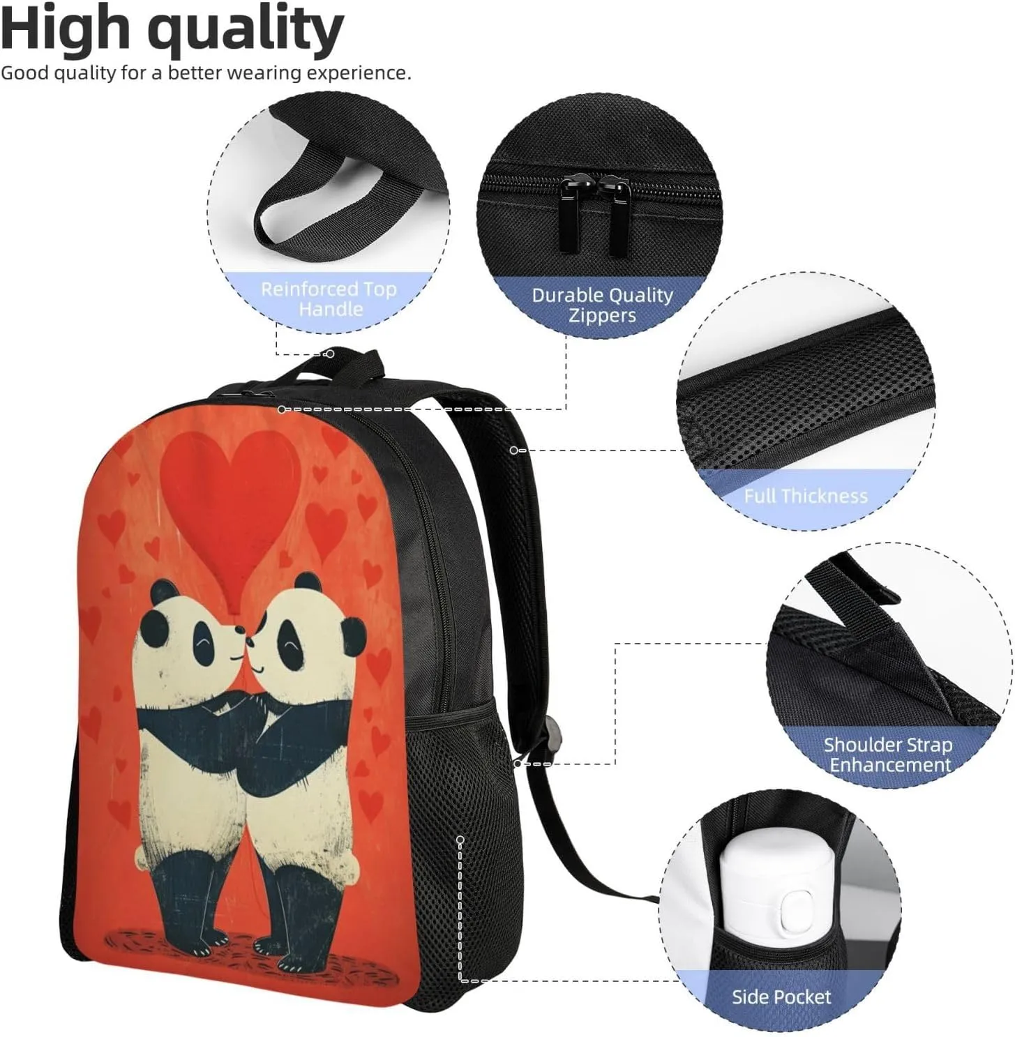 Xerial Love Panda Backpack Waterproof Anti Theft Durable Light Laptop Bag Backpacks For Women Men Travel Gym Backpack