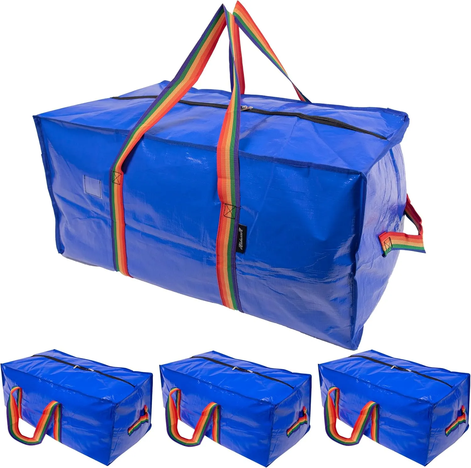XL Moving Bags - Blue Storage Bags made from 180gsm PE material with Heavy-Duty Zipper and Colorful Carrying Handles, Versatile Packing Bags for Packing Clothes, Blankets, Toys, etc,