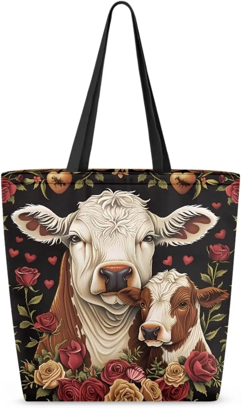 Xpyiqun Canvas Tote Bag Reusabl Grocery Bags Aesthetic Totes Shopping Bag Travel Beach Bags