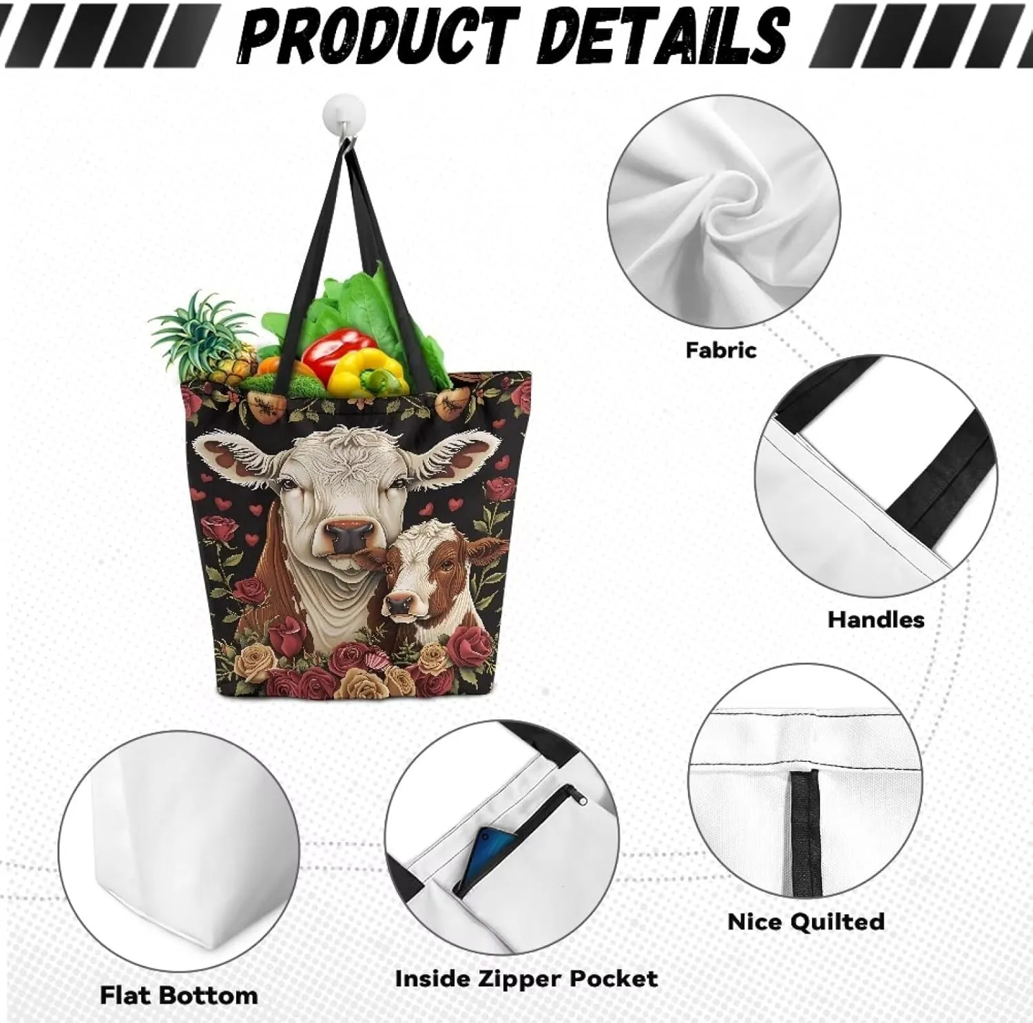 Xpyiqun Canvas Tote Bag Reusabl Grocery Bags Aesthetic Totes Shopping Bag Travel Beach Bags
