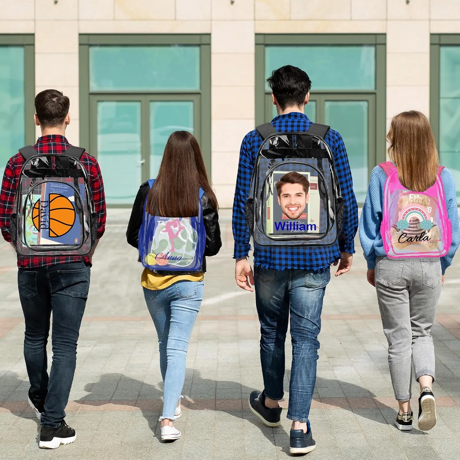 xrlsg Custom Clear Backpack Personalized Backpacks for School Water Resistant PVC Transparent Backpacks for Office Travel Outdoor-Dinosaur